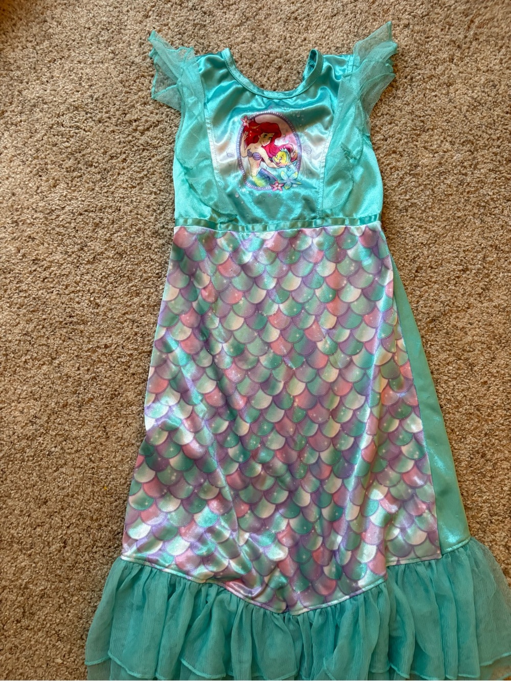 Disney Princess Ariel Mermaid Girls Costume Dress S (6/6X) Blue Polyester FR